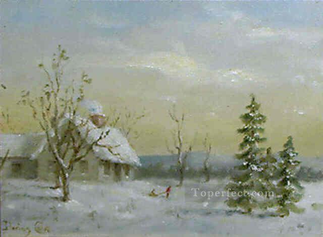 sn030B impressionism snow winter scenery Oil Paintings